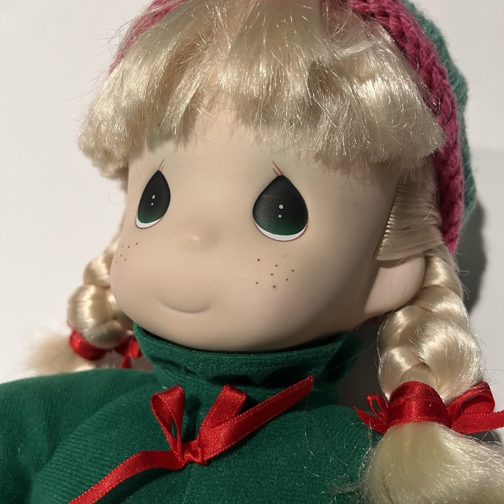 Precious Moments Christmas Doll Green‎ Velvet Vintage